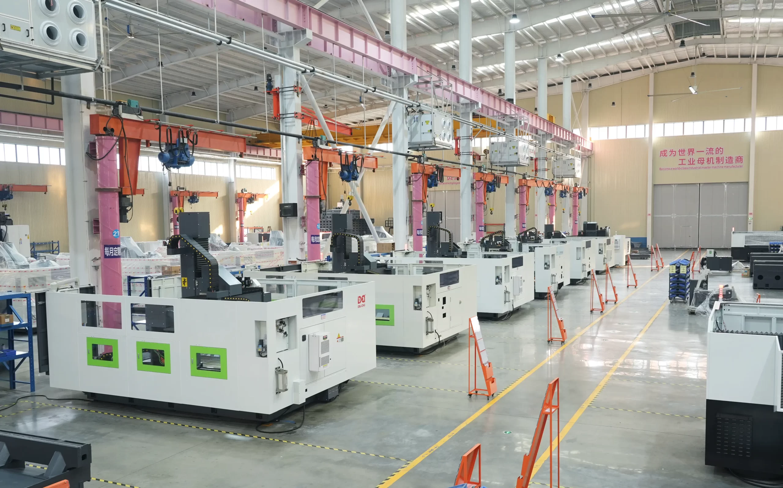Large - scale CNC machining workshop, equipped with multiple high - precision machines
